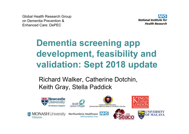dementia screening app development feasibility and