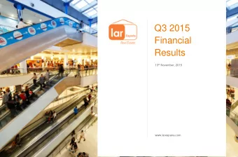 Q3 2015  Financial  Results 13 th November, 2015  www.larespana.com Lar Espaa Real Estate SOCIMI,