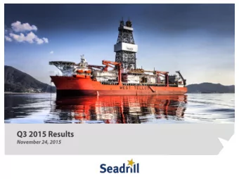 Forward Looking Statements  This presentation  includes forward looking statements. Such statements