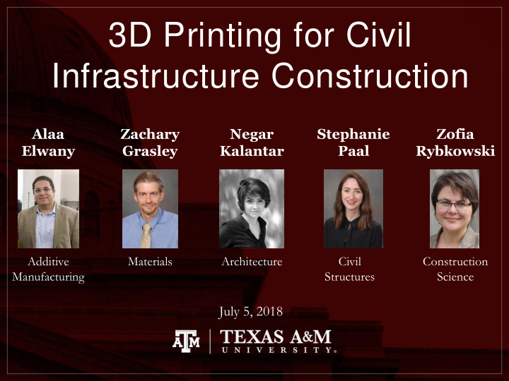 3d printing for civil infrastructure construction
