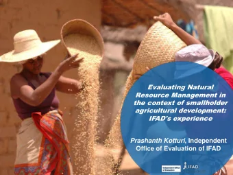 Evaluating Natural  Resource Management in  the context of smallholder  agricultural development: