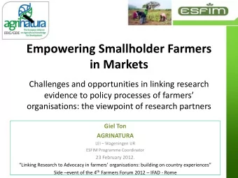 Empowering Smallholder Farmers in Markets  Challenges and opportunities in linking research