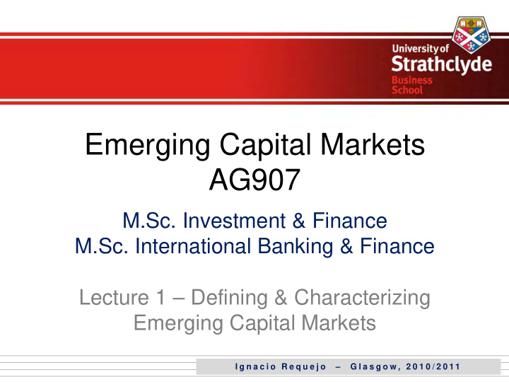 emerging capital markets ag907