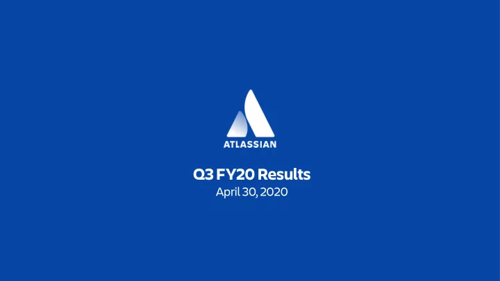 q3 fy20 results