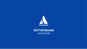 Q3 FY20 Results  April 30, 2020  Legal disclosure  This presentation contains forward-looking