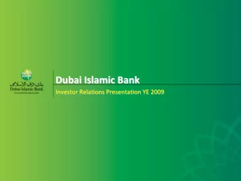 Dubai Islamic Bank Dubai Islamic Bank Investor Relations Presentation YE 2009 Investor Relations