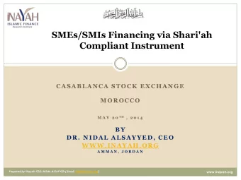 Compliant Instrument  CASABLANCA STOCK EXCHANGE  MOROCCO M A Y  2 0 T H ,  2 0 1 4 BY  DR. NIDAL