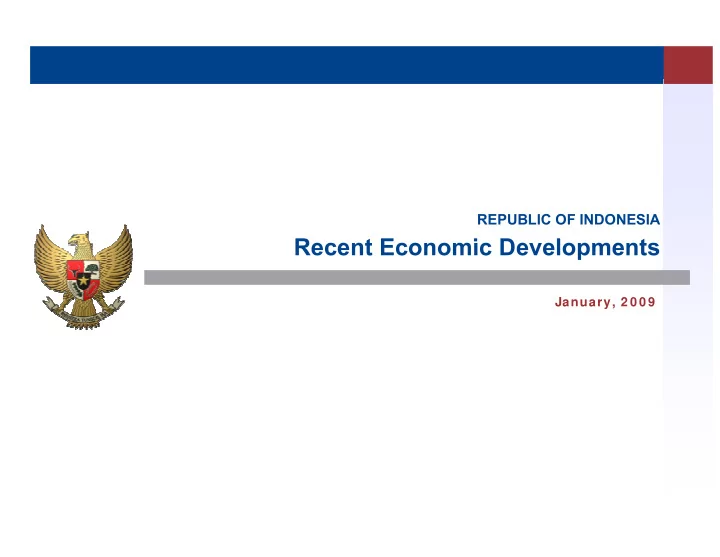 recent economic developments recent economic developments