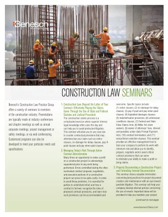 CONSTRUCTION LAW SEMINARS  Beneschs Construction Law Practice Group  1.  Construction Law:
