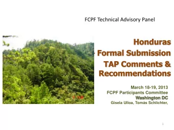 March 18-19, 2013  FCPF Participants Committee  Washington DC Gisela Ulloa, Toms Schlichter,  1