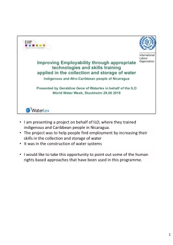 Improving Employability through appropriate  technologies and skills training  applied in the