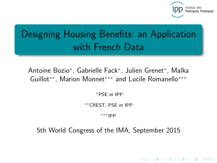 designing housing benefits an application with french data