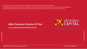 ABSLI Empower Pension SP Plan  A n  non-pa  partic  icipa  ipatin  ing  g unit linked  d individ