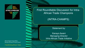 African Trade Champions  African Trade Champions  (INTRA-CHAMPS)  (INTRA-CHAMPS)  Statement by: