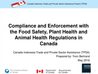 Canada  Canada-Indonesia Trade and Private Sector Assistance (TPSA)  Prepared by: Yvon Bertrand