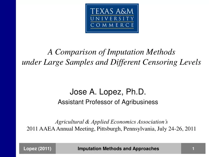 a comparison of imputation methods