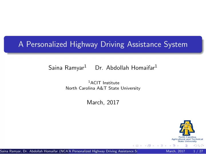 a personalized highway driving assistance system
