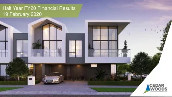Half Year FY20 Financial Results  19 February 2020  About Cedar Woods: Company Overview  S&amp;P