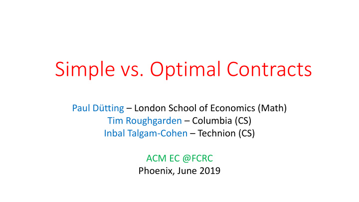 simple vs optimal contracts