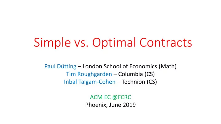 simple vs optimal contracts