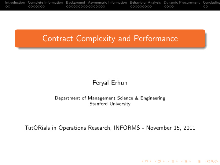 contract complexity and performance