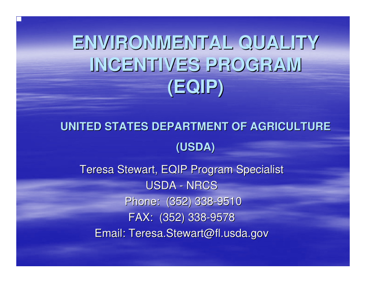environmental quality environmental quality incentives