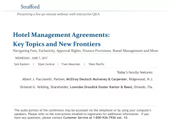 Key Topics and New Frontiers  Navigating Fees, Exclusivity, Approval Rights, Finance Provisions,