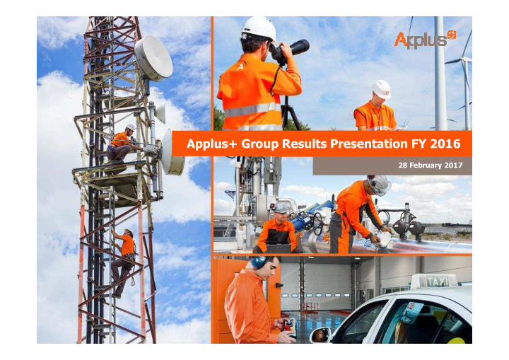 applus group results presentation fy 2016