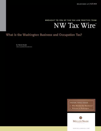 NW Tax Wire    What Is the Washington Business and Occupation Tax?  on the lien date. Similarly,