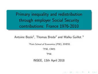 Primary inequality and redistribution  through employer Social Security  contributions: France