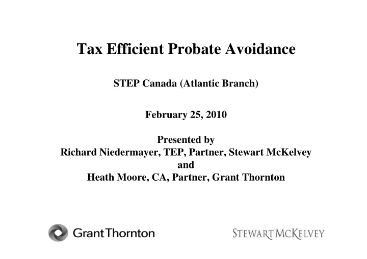 tax efficient probate avoidance