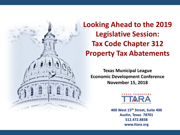 looking ahead to the 2019 legislative session tax code