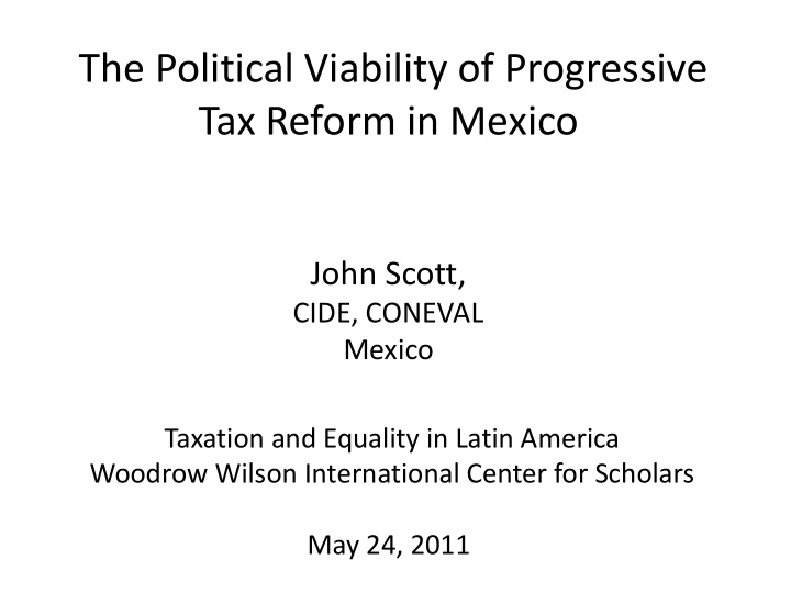 the political viability of progressive tax reform in
