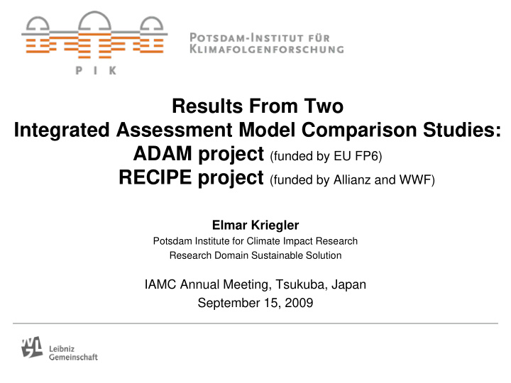 results from two integrated assessment model comparison