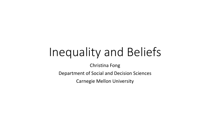 inequality and beliefs
