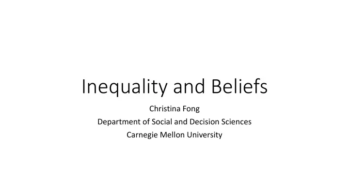 inequality and beliefs
