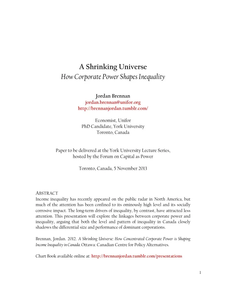 a shrinking universe how corporate power shapes inequality