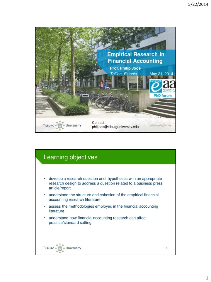 empirical research in financial accounting prof philip