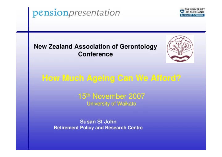 how much ageing can we afford