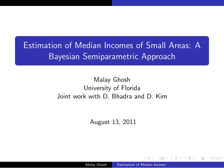 estimation of median incomes of small areas a bayesian