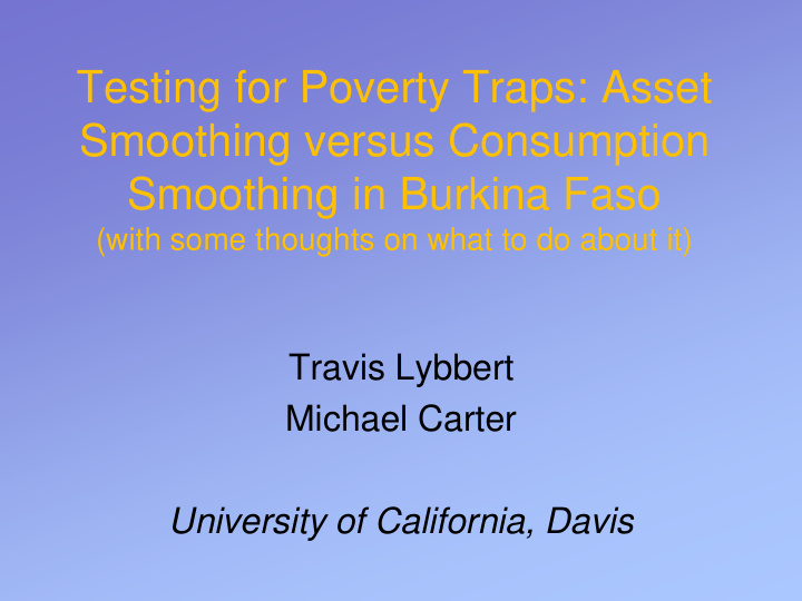 testing for poverty traps asset smoothing versus