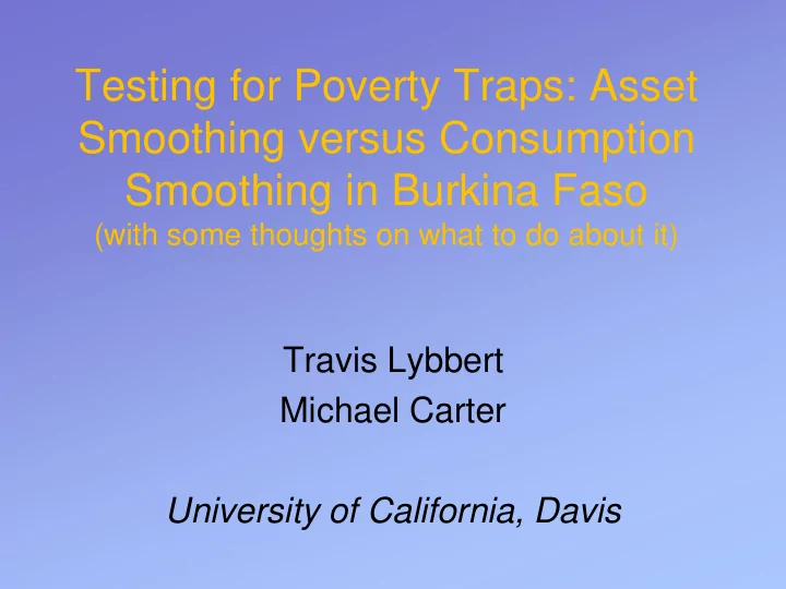 testing for poverty traps asset smoothing versus