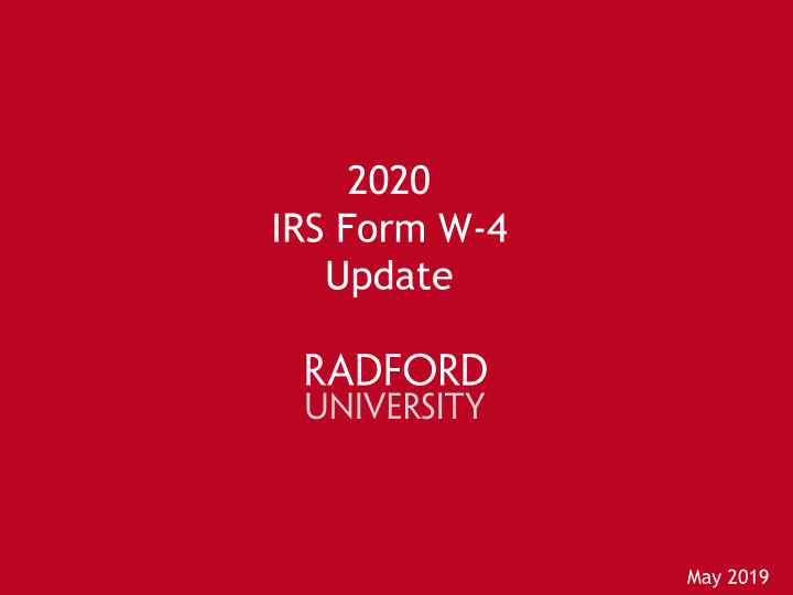 2020 irs form w 4 update