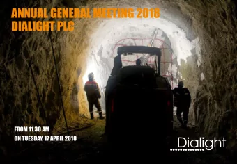ANNUAL GENERAL MEETING 2018  DIALIGHT PLC  FROM 11.30 AM  ON TUESDAY, 17 APRIL 2018  FINANCIAL