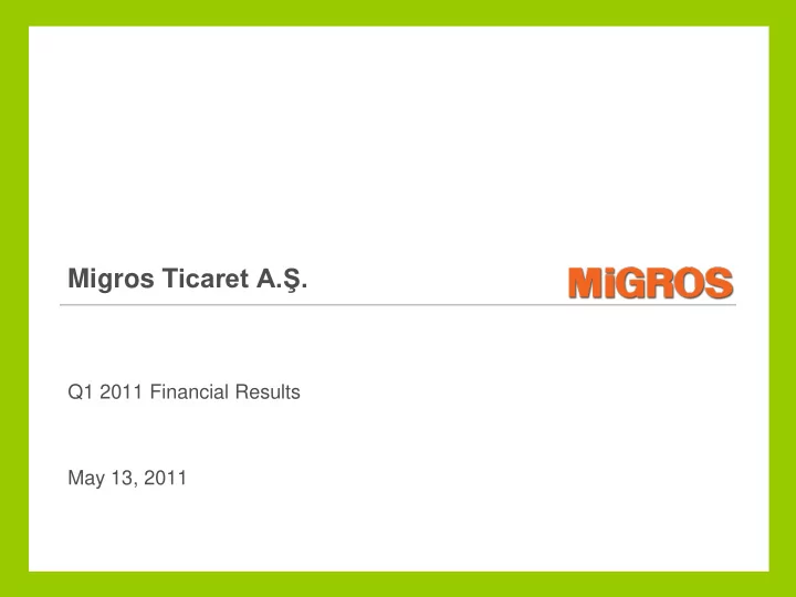 migros t icaret a
