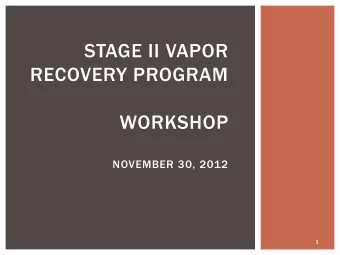STAGE II VAPOR  RECOVERY PROGRAM  WORKSHOP  NOVEMBER 30, 2012  1  COORDINATED EFFORT  Arizona