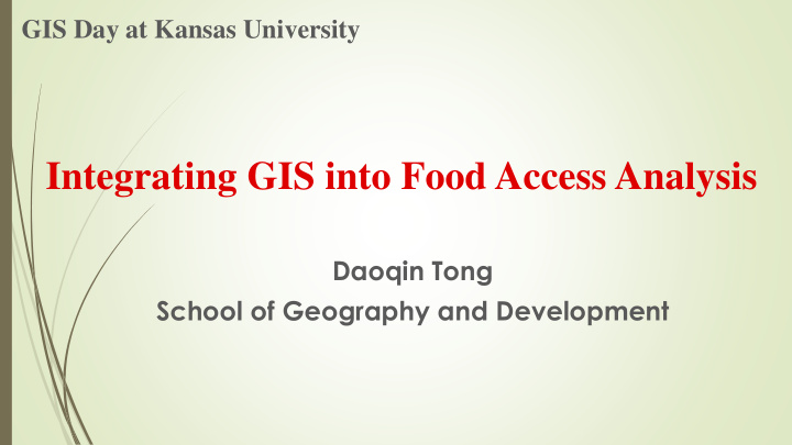 integrating gis into food access analysis