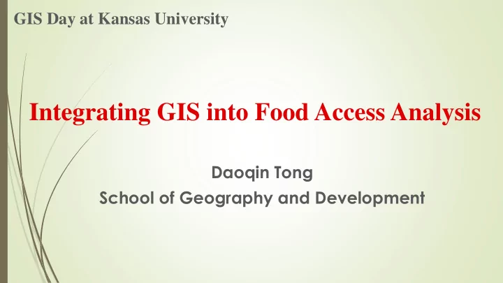 integrating gis into food access analysis