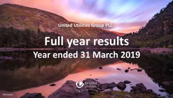 Full year results  Year ended 31 March 2019  Thirlmere  Cautionary statement  This presentation