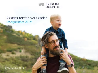 Results for the year ended  30 September 2019  27 November 2019  1  Agenda  Agenda  1  Introduction